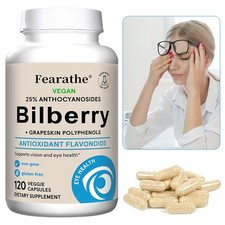Bilberry Supplements Promote Vision Health Improve Eye Function 30-120 Capsules