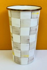 MacKenzie-Childs 89606-840 Mocha Check Tumbler, 20 oz, Hand Painted. New!