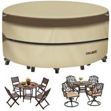 Heavy Duty Waterproof Round Patio Table Cover 84 in. x 28 in. 600D Canvas