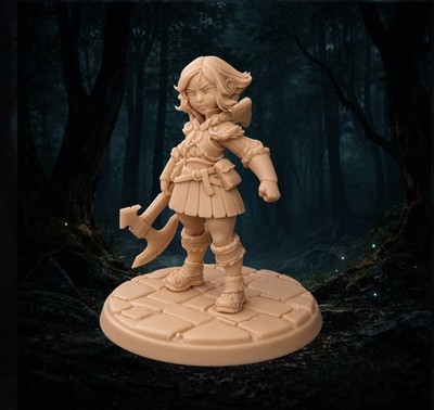 Maemita the Halfling Fighter Fantasy Miniature DnD 32mm Resin RPG Figure