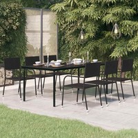 Vidaxl Garten-Esstisch Schwarz 200X100X74 Cm Stahl Und Glas Neu