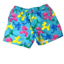 New NWT Men's Swim Trunk Shorts L Water Swimsuit Balloon Animals Colorful