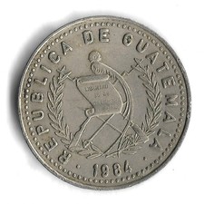 1984 Guatemala 25 Centavos World Coin - Mintage 2,000,000 - KM# 278