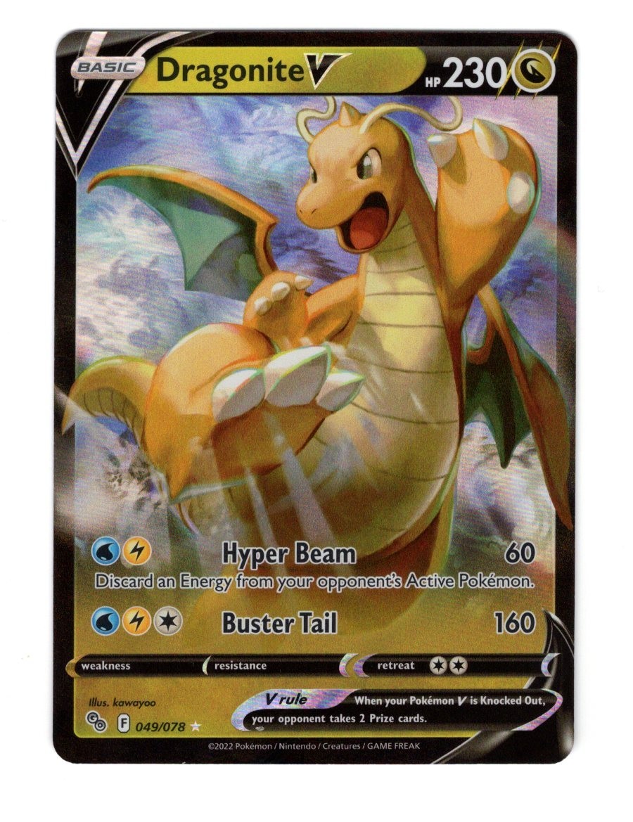 2022 Pokémon TCG Dragonite V Full Art Holo Ultra Rare Card 049/078 NM