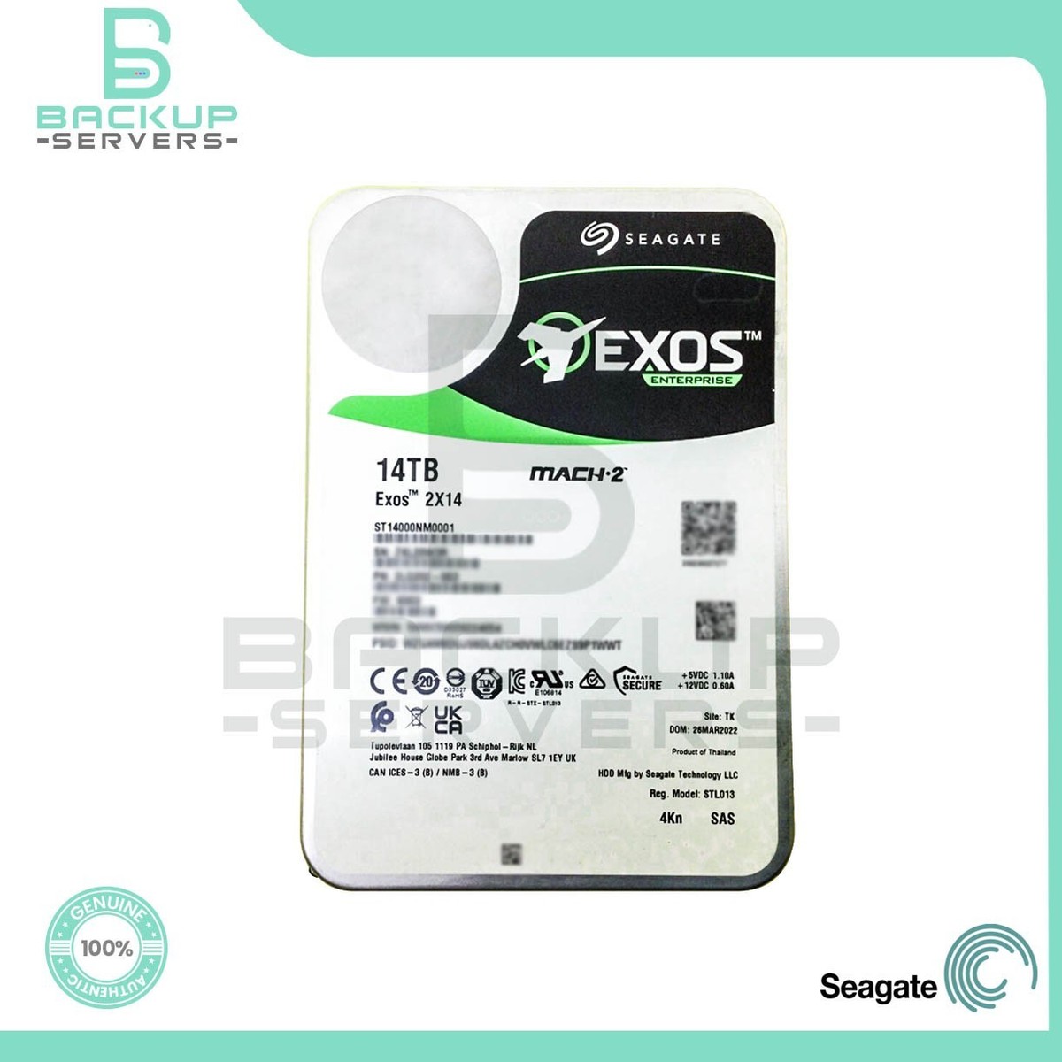 ST14000NM0001 Seagate Exos 2X14 14TB 7.2K SAS 12Gbps 3.5in Hard