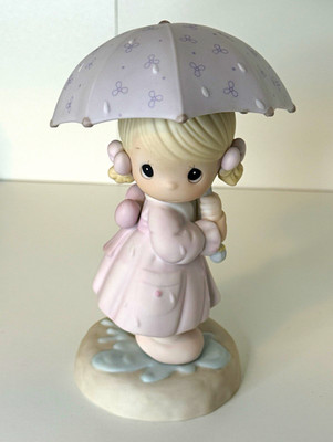 Enesco Precious Moments  April  Porcelain Girl Figurine 1987