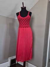 Vintage No Label Red Full Petticoat Slip, SZ 36-38