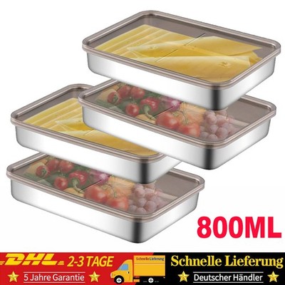 4 Stück Aufschnittbox Fresh Edelstahl Lebensmittel Aufbewahrungsbox 800 ml
