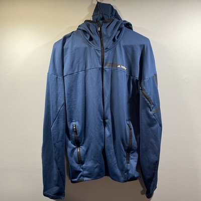 Adidas TERREX Mens Small Blue Climaheat Warm Dry Hoodie Full Zip Jacket BS2530