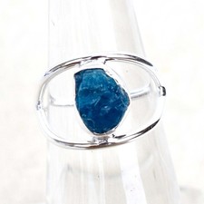 Neon Apatite Ring Raw Apatite Ring 925 Sterling Silver Blue Apatite Ring-RR211