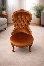 Stunning Antique Victorian Button Back Chair – Heavy, Solid & Original