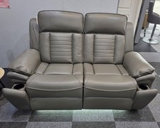 Sevilla 2 Seater Electrical Recliner Sofa in Black or Grey- C/Holders USB, LED, 