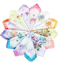 La Closure Ladies Vintage Floral 100% Cotton handkerchiefs mixed Bulk 5 PCS