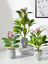 21-31cm Artificial Azaleas Plants Fake Rubber Tree Tropical Palm Leaves Faux