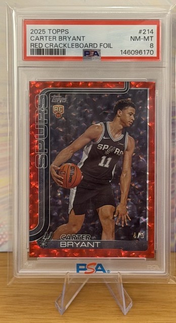 2025-26 Topps Carter Bryant Red Refractor Rookie Crackleboard 4/5 PSA 8 POP 1