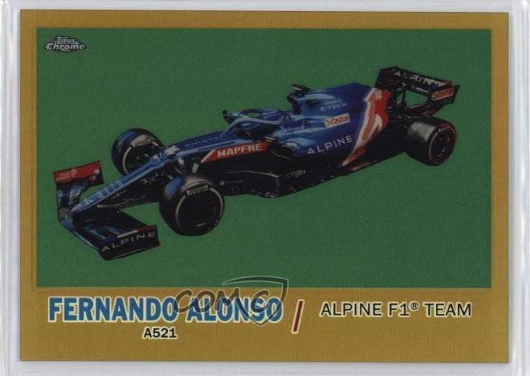 2021 Topps Chrome Formula 1 Gold Refractor 19/50 Fernando Alonso #T61-FA 0v2h