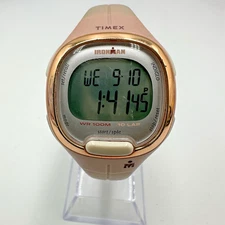 Timex Triathlon Digital Watch Women Dusty Pink Indiglo Dial New Battery 9 Inch