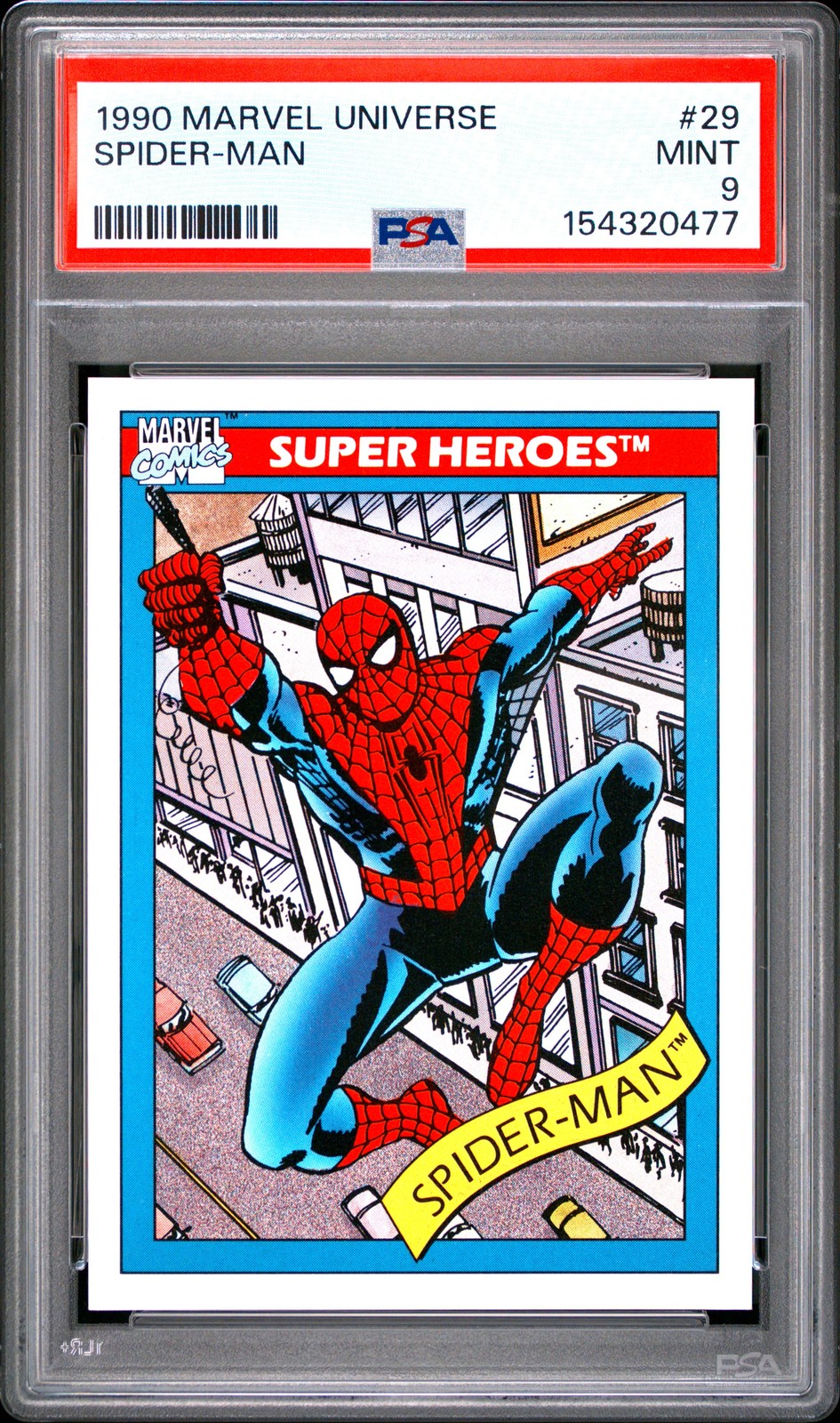 1990 MARVEL UNIVERSE #29 SPIDER-MAN PSA 9