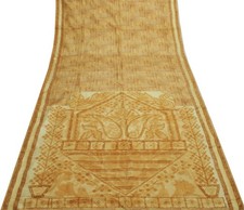 Sushila Vintage Indian Saree 100 Pure Silk Printed Soft Craft 5 Yard Fabric