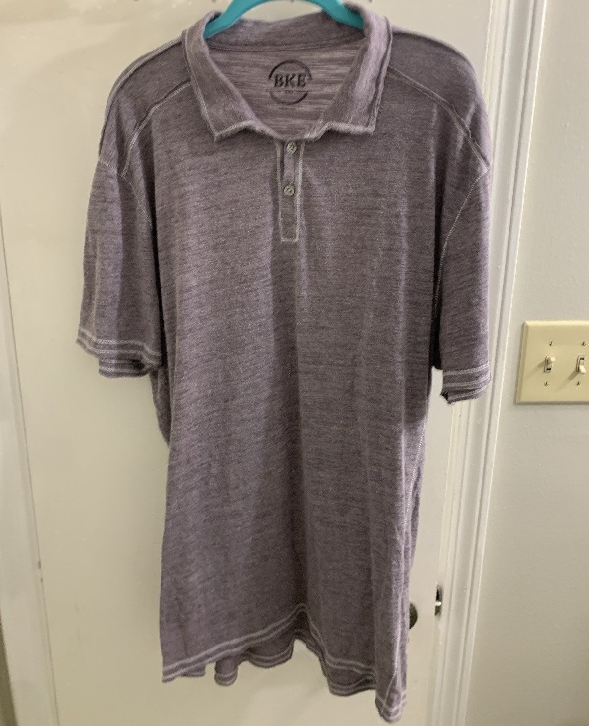 BKE Men’s XXL Gray Solid Collared Short Sleeve Polo Shirt Button Closure