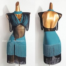 Latin Rumba Samba Dress Salsa Fringes Rhythm Ballroom Performance Show Dress