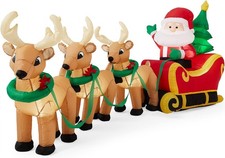 8.5ft Lighted Inflatable Christmas Decoration Santa Claus Sleigh  Reindeer Indo