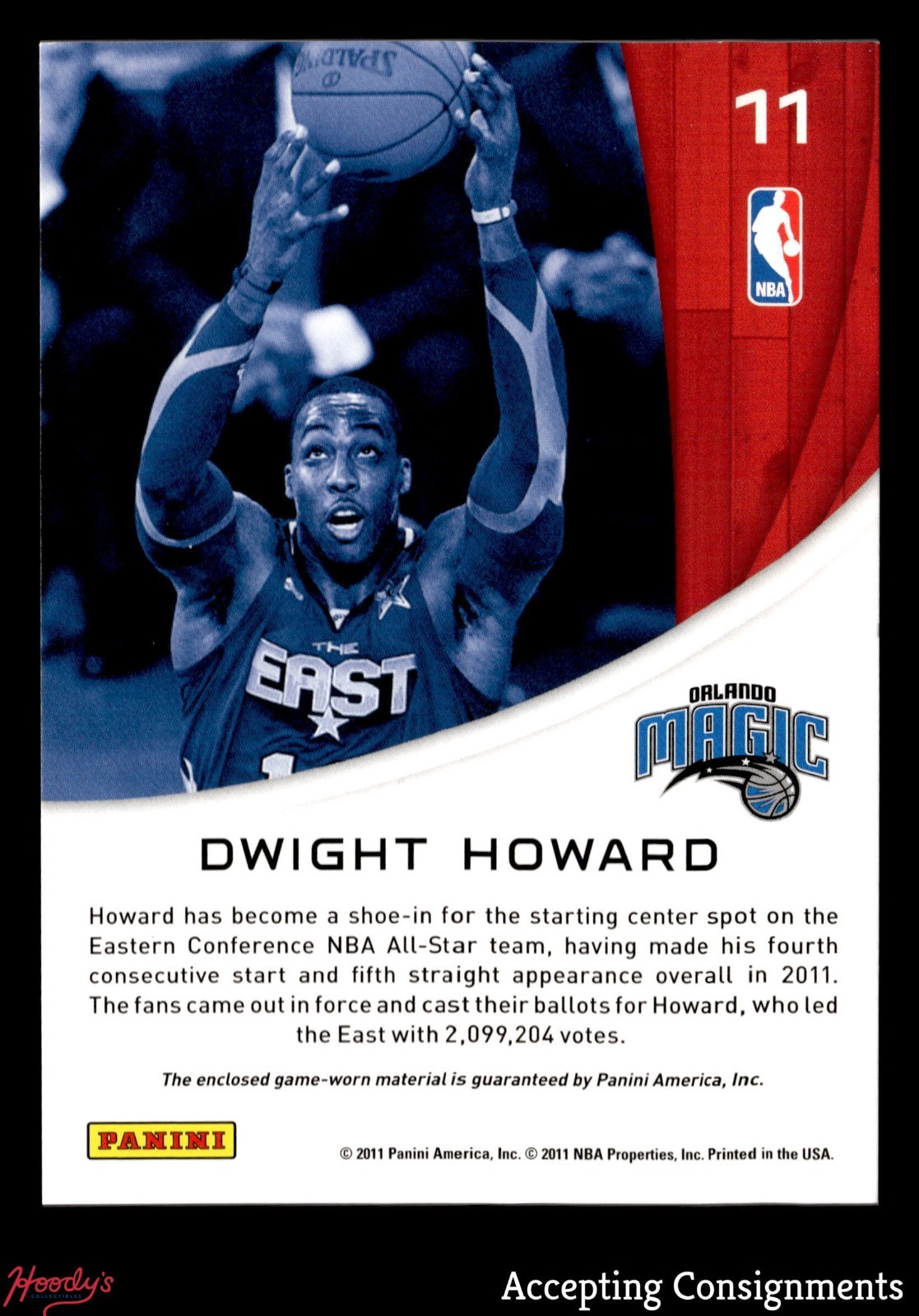 2010-11 Panini Season Update All-Stars Material Dwight Howard GAME USED JERSEY view 2