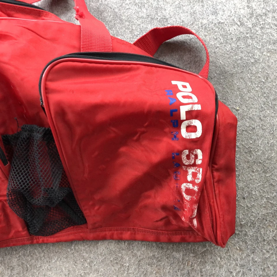 Bolsa de viagem polo esportiva vintage Ralph Lauren vermelha RL 1997 academia masculina anos 90 - Imagem 2 de 4