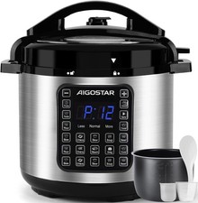 AIGOSTAR PENTOLA A PRESSIONE ELETTRICA 6 LITRI COTTURA VAPORE 17 MENU' 1000WATT