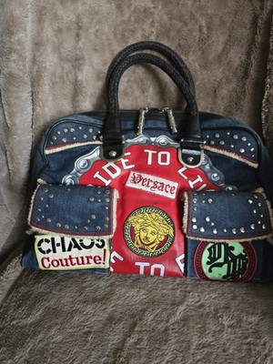 VERSACE **RARE COLLECTOR'S PIECE** CHAOS COUTURE DENIM BAG