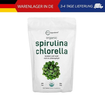 Micro Ingredients, Organic Spirulina chlorella, 720 Tabletten