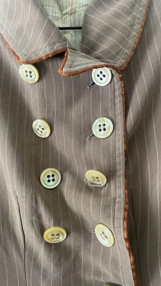 Casaco traseiro de linho listrado marrom claro Voyage "Invista no original" Reino Unido 8-10 - Imagem 4 de 4