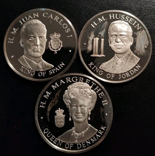 3 Piece Lot Of Sterling Silver Bullion, Large, Commemorative Rounds.