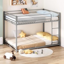 Metal Bunk Bed Full Over Full Full Size Bed Frame for Boys Girls Junior Low