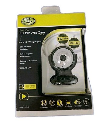 New Web Camera PC Laptop Plug-N-Play Gear Head 1.3 MP Black USB 2.0 Connect NIB