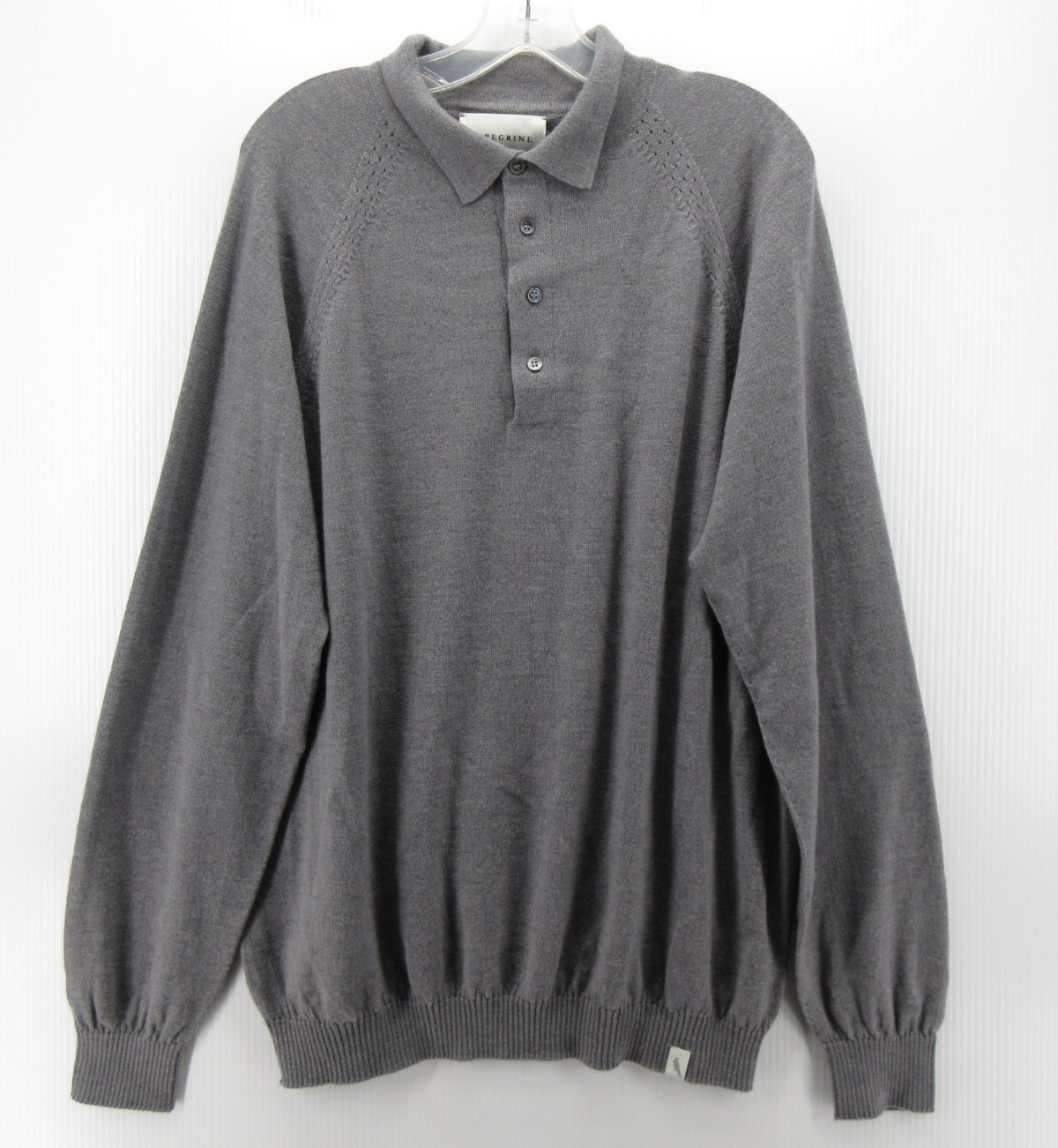 Peregrine Sweater Men XL Gray Wool Polo Pullover Minimalist Logo England NEW