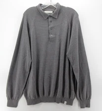 Peregrine Sweater Men XL Gray Wool Polo Pullover Minimalist Logo England NEW