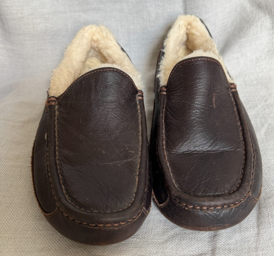 UGG MENS ASCOT SLIPPER SIZE US 8 BROWN SHEEPSKIN LOAFER SHOE