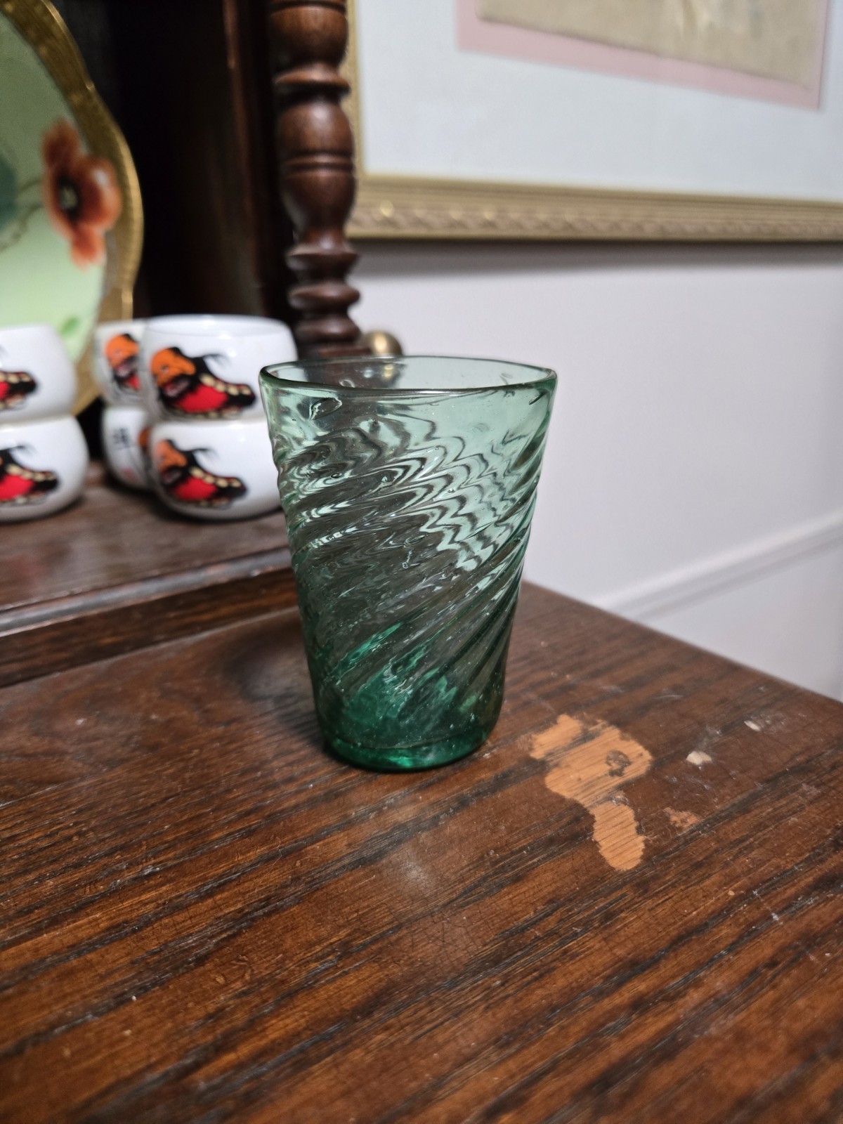 Hand-Blown Glass Tmbler - Blue - Swirl / Twist Style