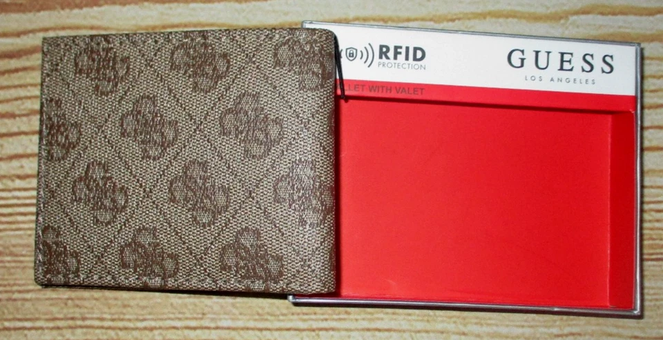 MENS GUESS BIFOLD TAN BROWN WALLET WITH ORIGINAL GIFT BOX - Image 4 of 4