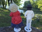 Vintage Americana Apple Headed Dolls, Lot Of 2, With Stands — photo 2