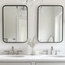 22x30 Matte Black Bathroom Mirrors Set of 2, Rustproof Metal Frame