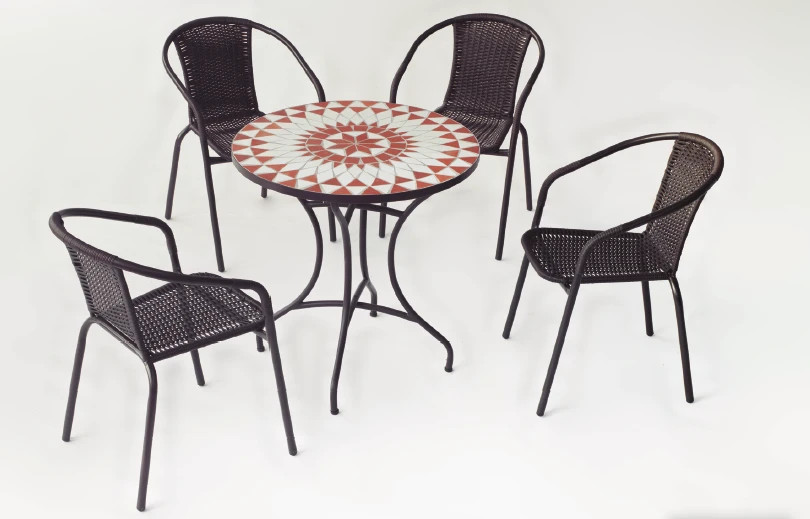 Conjunto terraza jardín mesa + 4 sillones acero Neypal/Brasil-75/4 en acabado co
