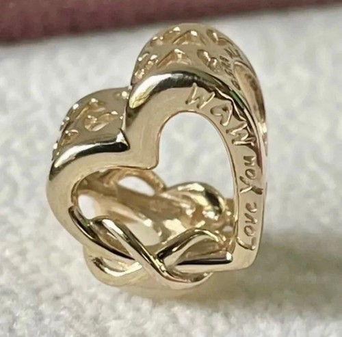 100% Authentic Pandora 14k Gold “Love You Mom”Infinity Heart Charm