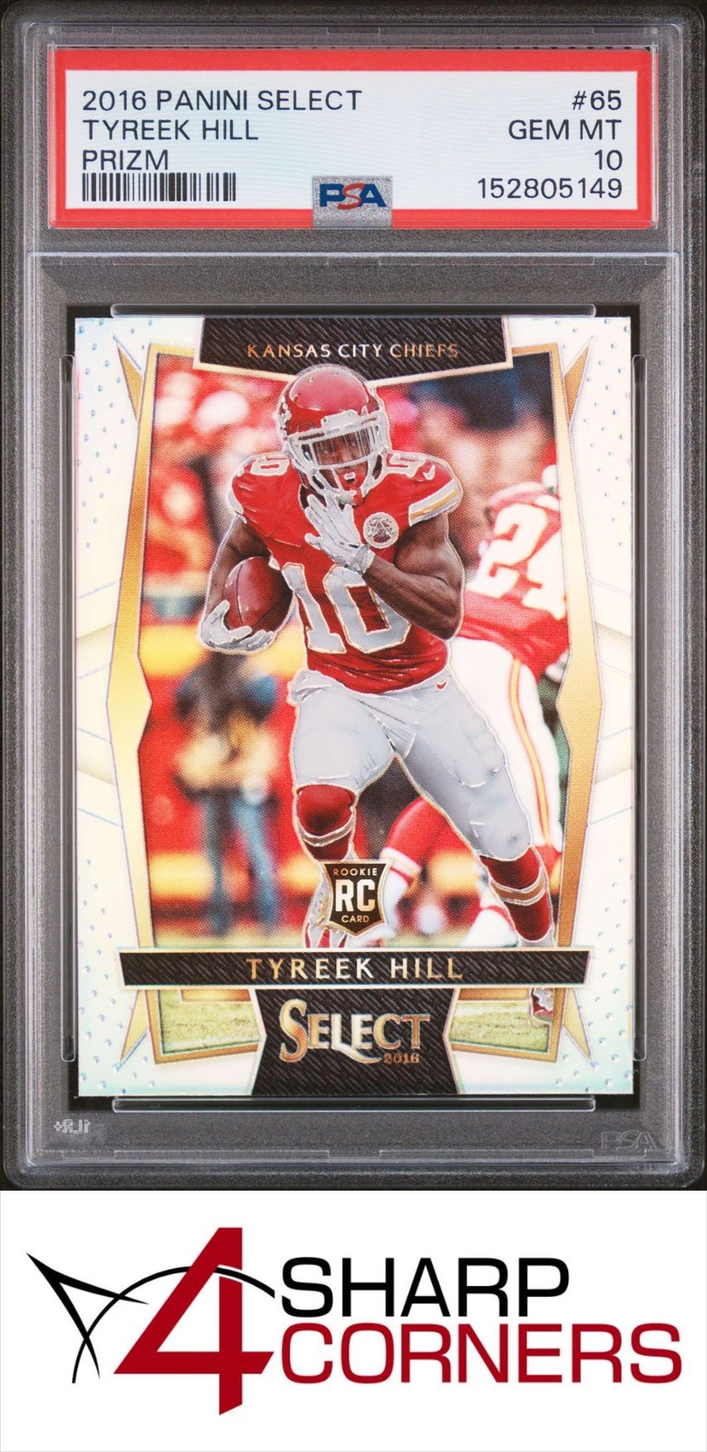 2016 PANINI SELECT SILVER PRIZM #65 TYREEK HILL RC PSA 10