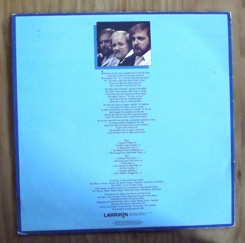 ERIC BOGLE / SCRAPS OF PAPER 1982 LARRIKIN RECORDS - Picture 2 of 2