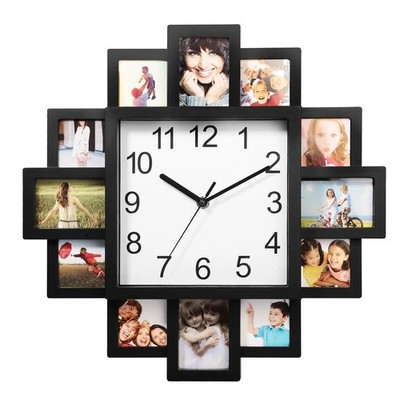 Photo Frame Clock Picture Collage 12-Picture Display Wall Clock Photowall Wall