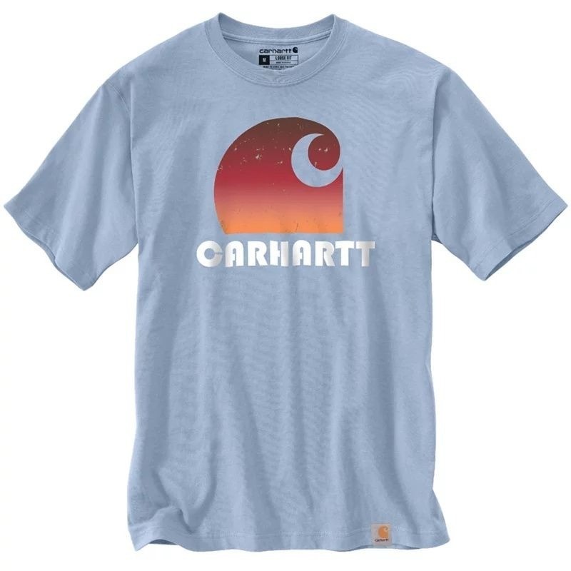 Carhartt Mens Loose Fit Heavyweight Short Sleeve Graphic Tee Fog Blue TK6