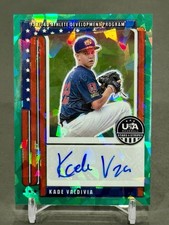 2026 Panini Stars & Stripes Prizm Green Cracked Ice AUTO KADE VALDIVIA 50/99