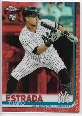 2019 Topps Chrome Update Thairo Estrada #28 Rookie Orange Refractor #'d /25